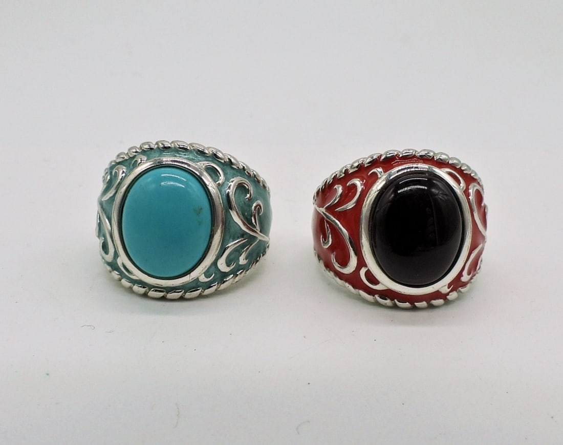 Sterling Enameled Rings (1 of 2)