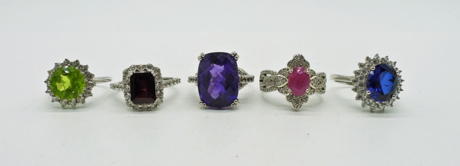Five 925 Gemstone Rings (1 of 2)