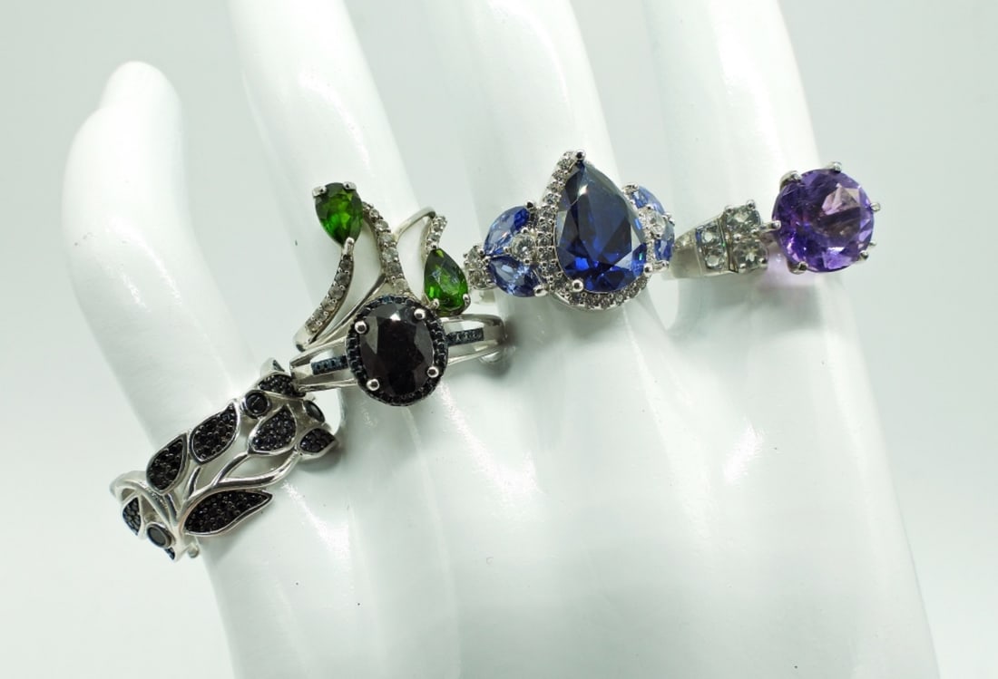 Five 925 Gemstone Rings (1 of 2)