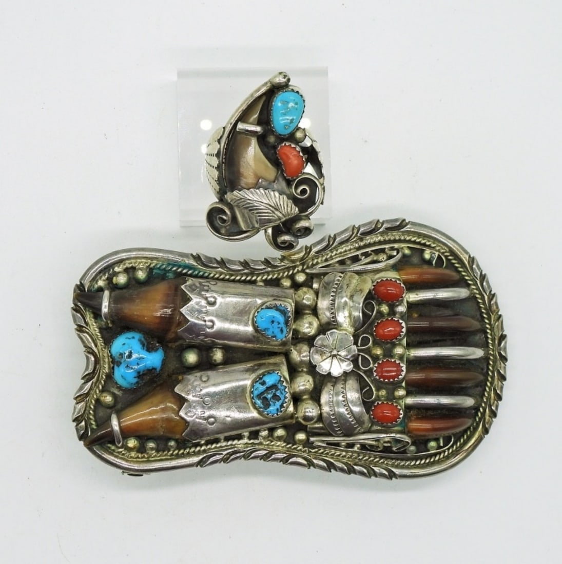 Sterling Navajo Belt Buckle & Ring (1 of 4)