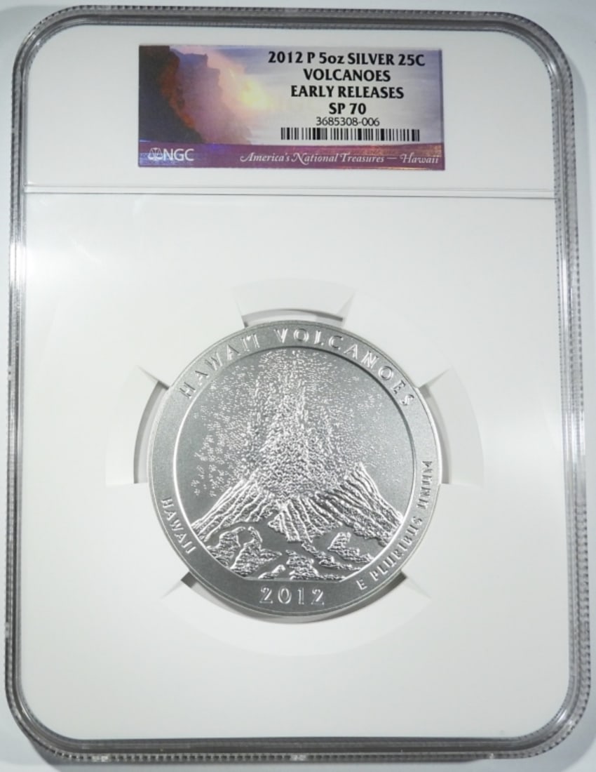 2012-P VOLCANOES 5oz 25C NGC SP-70 (1 of 4)