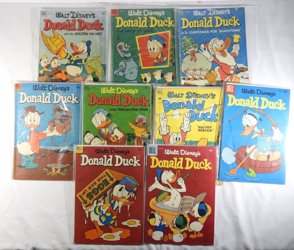 (9) DELL 10c WALT DISNEY DONALD DUCK: ALL DIFFERENT - NICE OVERALL CONDITION
