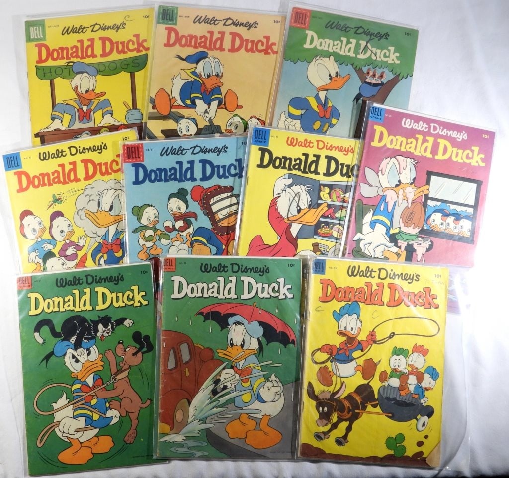(10) DELL 10c WALT DISNEY DONALD DUCK: ALL DIFFERENT - NICE OVERALL CONDITION (1) lesser