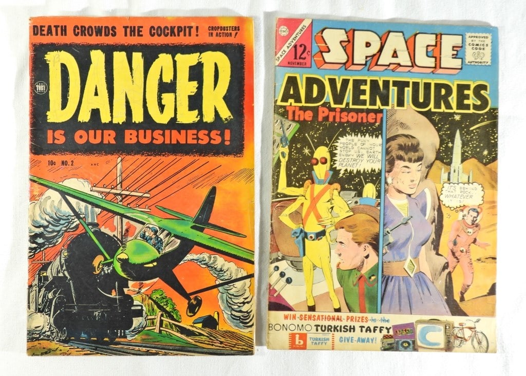 GOLDEN AGE DANGER by TOBY 1954 #2 &: SILVER AGE #54 SPACE ADVENTURES 1963 - NICE VGs