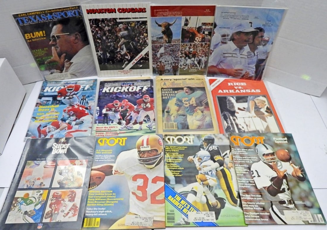 (12) TEXAS SPORTS, LONGHORNS & MORE: ALL FOOTBALL - GREAT MIX 1970s/80s