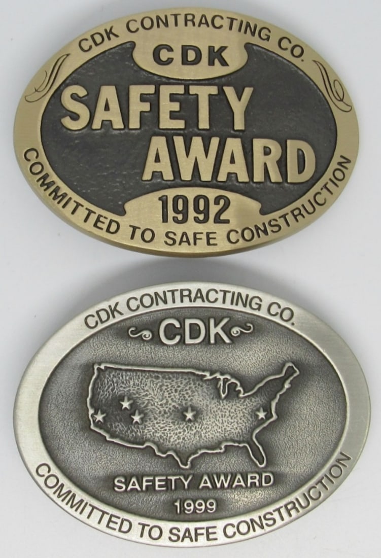 SET OF 2 SOLID BRASS BELT BUCKLES CDK SAFETY (1 of 5)