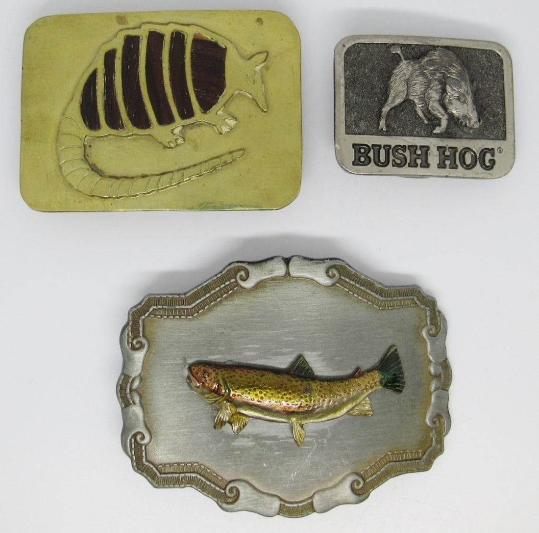 SET OF 3 VINTAGE BELT BUCKLES W/ ANIMAL THEME (1 of 7)