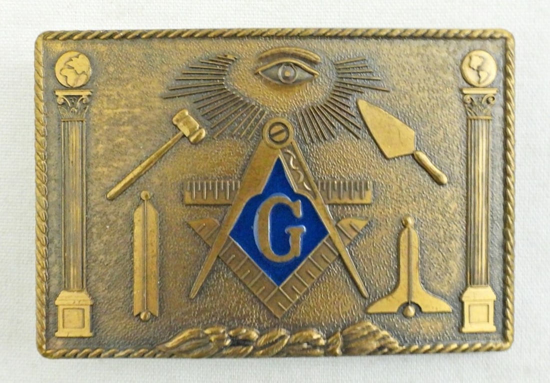 FREEMASON BRONZE BELT BUCKLE (1 of 2)