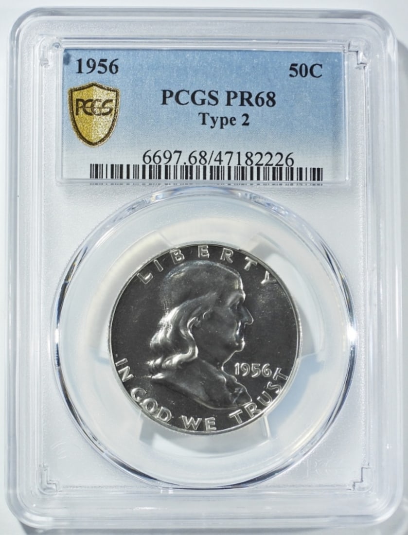 1956 TYPE 2 FRANKLIN HALF PCGS PR-68 (1 of 4)