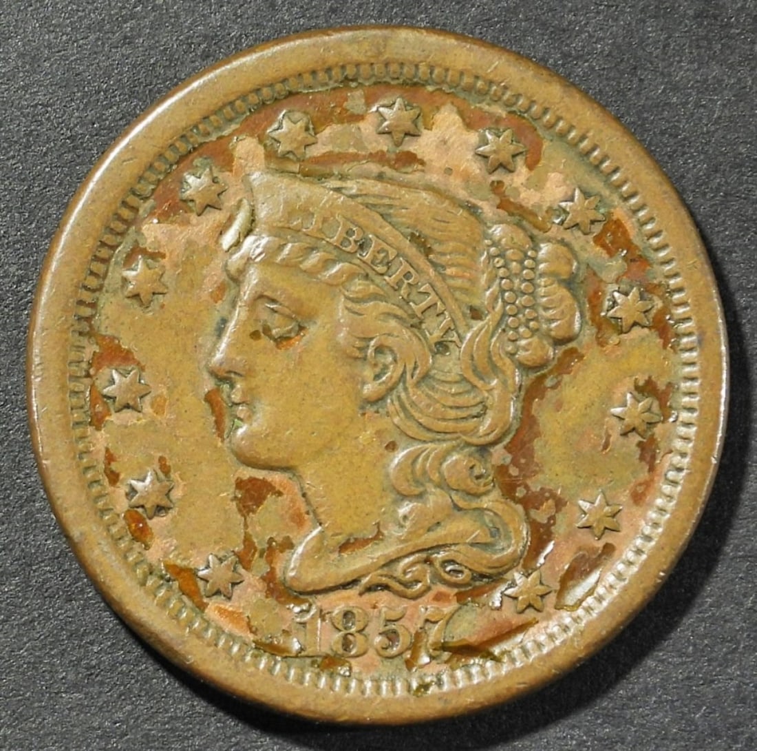 1857 SMALL DATE LARGE CENT VG (1 of 2)