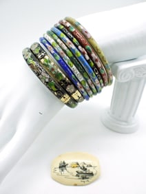(9) Cloisonne Bangle Bracelets