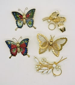 Butterfly & Floral Brooch Pins