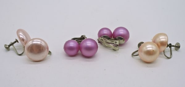 Vintage Faux Pearl Clip On Earrings