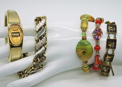 Vintage Bracelets & Watch, Gold Tone