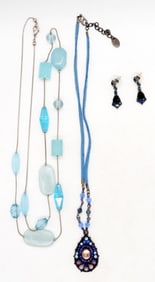 (2) NECKLACES (1) PAIR OF EARRINGS