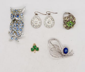 VINTAGE SPARKLY GEMSTONE JEWELRY LOT