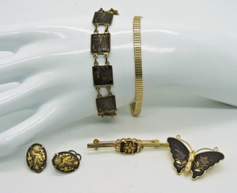 Vintage Gold Tone Oriental Set