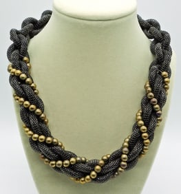 Gunmetal Tone Braided Fashion Necklace