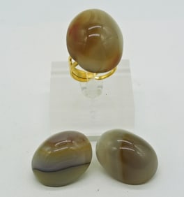 Gemstone Clip on earrings & Ring Set