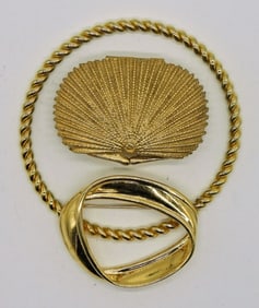 Vintage Estee Lauder Gold Clam Perfume Compact & M