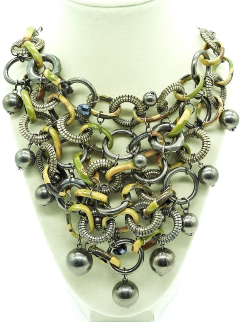 Camouflage Beaded, Chain Mail Style Necklace: 20 inch Chain Mail Style Necklace with Camouflage Beading.