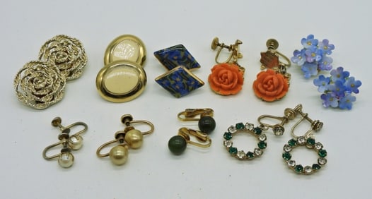 9 Pair of Vintage Clip on Earrings