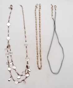 (3) VINTAGE LEATHER & SILVER CHOKERS