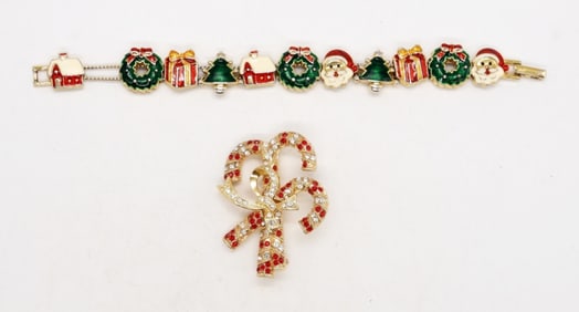 CHRISTMAS BRACELET & BROOCH PIN
