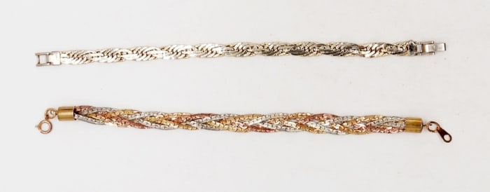 (2) 8 INCH WOVEN CHAIN BRACELETS