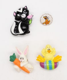 (4) CARTOON EASTER PLASTIC PINS - AVON
