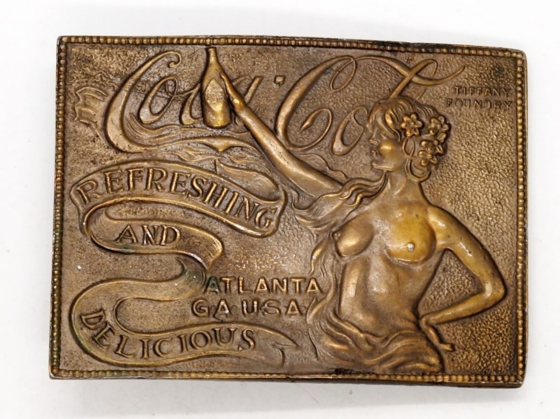 BRASS COCA-COLA BELT BUCKLE: STAMPED LEWIS BUCKLES CHICAGO