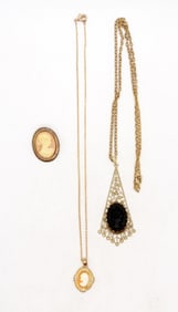 CAMEO JEWELRY LOT WITH (3) CAMEOS