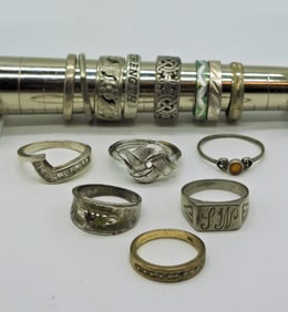 14 Silver Tone Rings