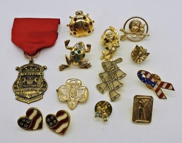 10 Pins & 1 Pair of Earrings