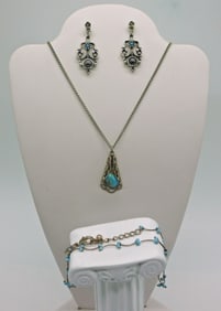 Silver & Turquoise Colored Set