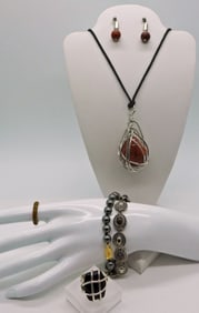Wire Wrapped Gemstone Jewelry Lot