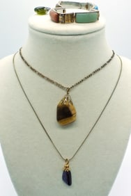 Blue Goldstone, Tigers Eye & Peridot Colored Gems