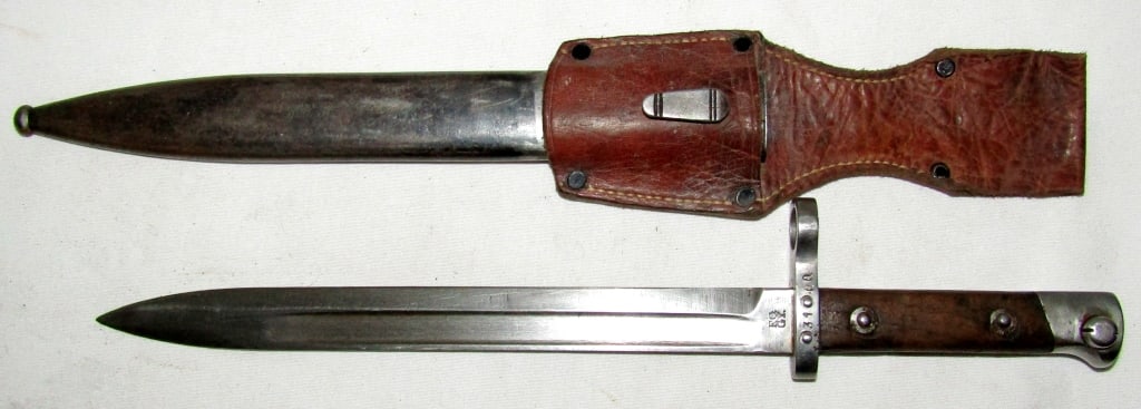 F.G.G.Y. Military Bayonet & Sheath with Frog: Blade Marked "F.G.G.Y.3100"; 9.75" Blade, 14" Overall.