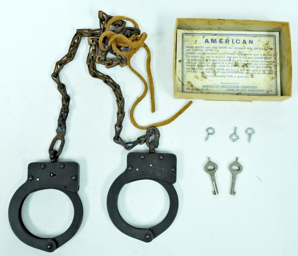 VTG HAND CUFFS / LEG IRONS In box W/key (1 of 2)