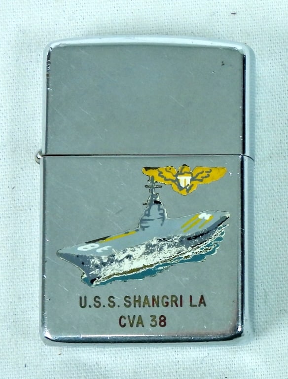 U.S.S. SHANGRI LA ZIPPO LIGHTER 1964: USED