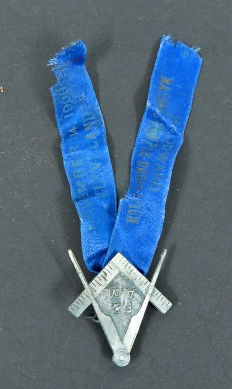 1906 FREEMASON / MASONIC RIBBON / PIN: RIBBON DATE NOVEMEBER 14, 1906