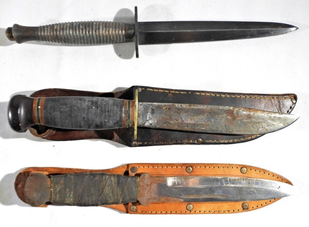 (3) KNIVES for REPAIR: (1) MARBLES GLADSTONE, (1) HAND MADE (1) NO MAKERS