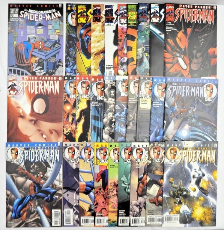 (29) PETER PARKER SPIDER-MAN #21-#47: plus ANNUAL 2001 & #1 MEGALOMANIA - XF/NM