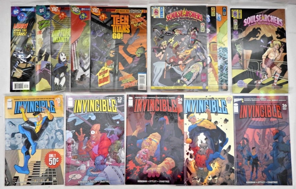 INVINCIBLE #0 & #25-#26; SOULSEACHERS: #71-#74; TEEN TITANS GO #18-#22, NICE XF/NM LOT