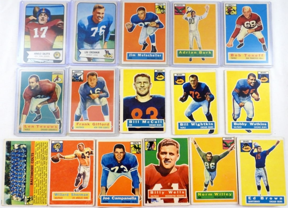(14) 1956 TOPPS & (2) 1954 BOWMAN: FOOTBALL CARD LOT - FRANK GIFFORD EX, LOU CREEKMUR VGEX - REST VG-VGEX-EX
