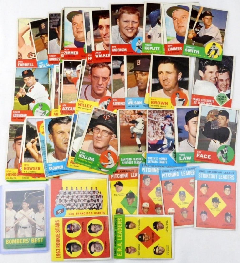 (53) 1963 TOPPS BASEBALL CARDS w/STARS (1 of 3)