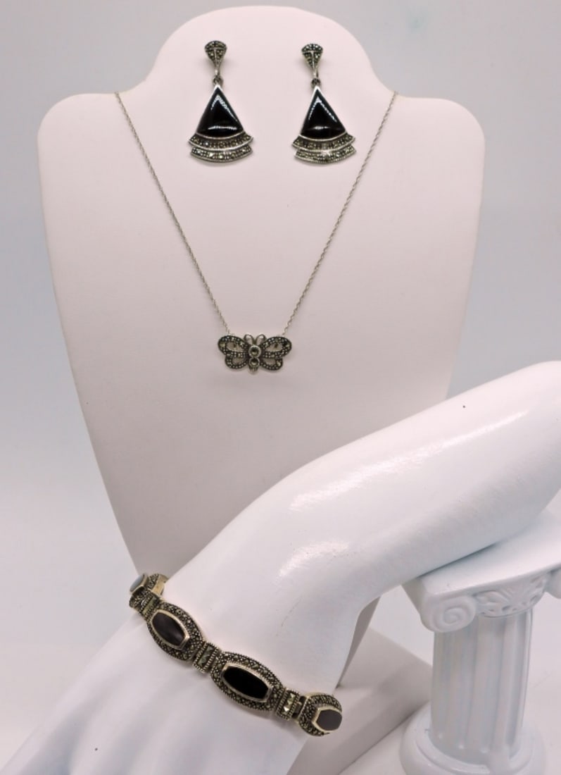 Black Marcasite 3 Piece Set 925 (1 of 3)