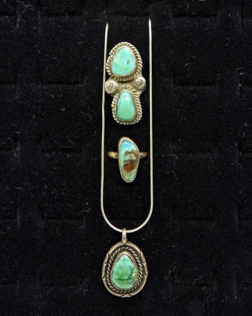 925 Turquoise Rings and Necklace (1 of 3)