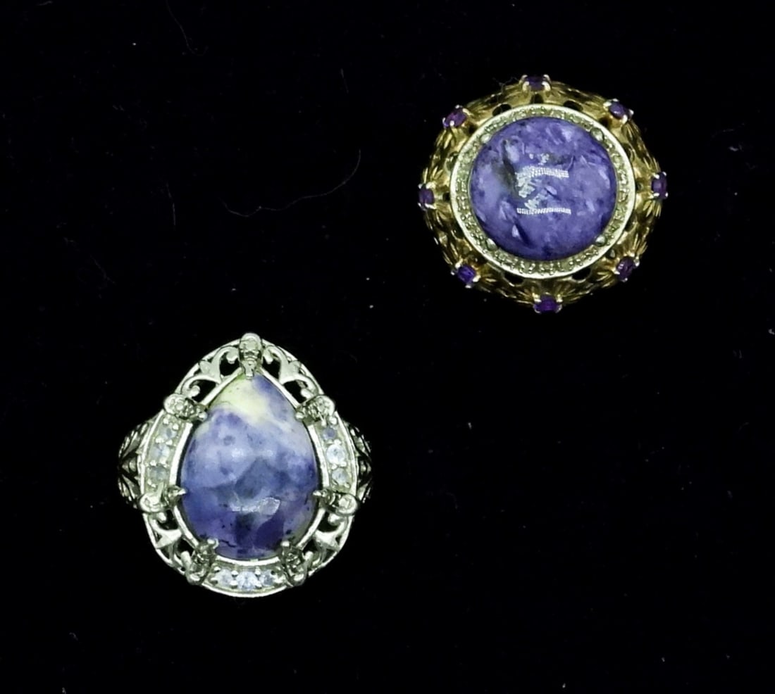 (2) Charoite Gemstone Rings 925 (1 of 3)