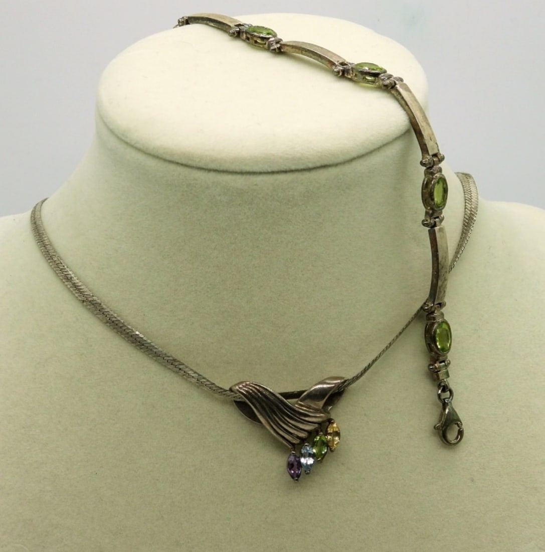 925 Multi Gem Slide Pendant & More (1 of 3)